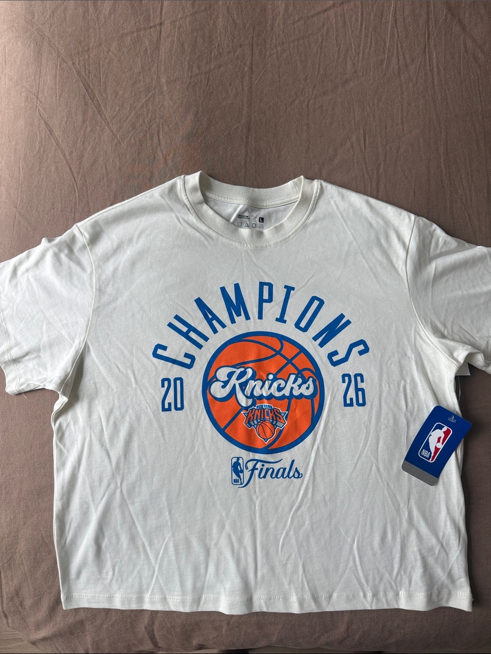 Knicks Champions 2026 White Graphic Tee
